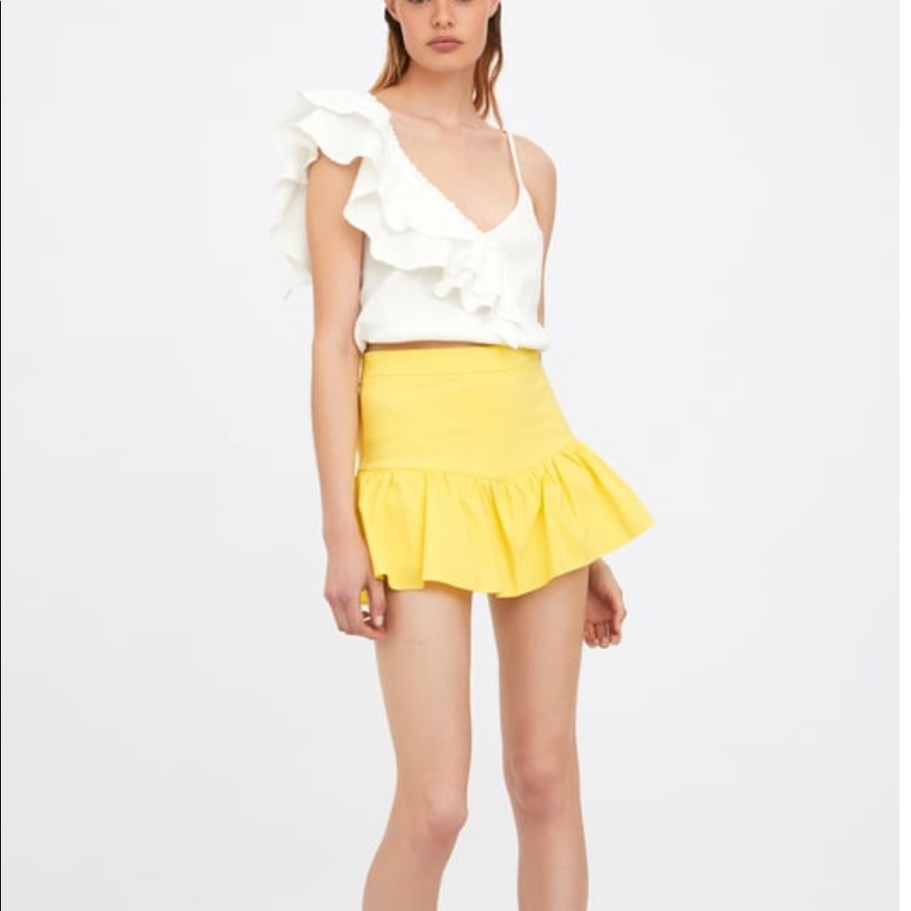 Zara Yellow Ruffle Skort